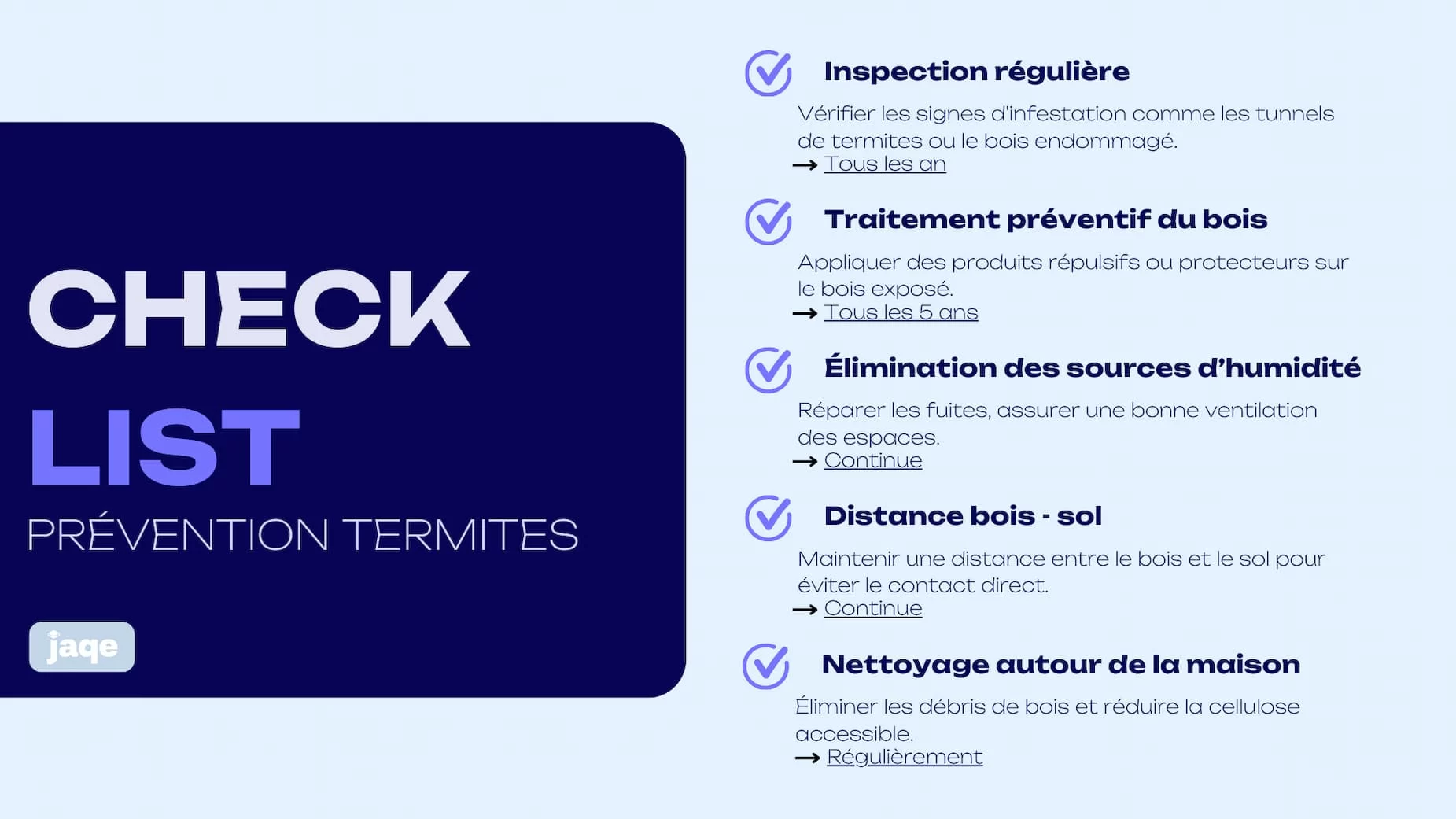 check list prévention termites